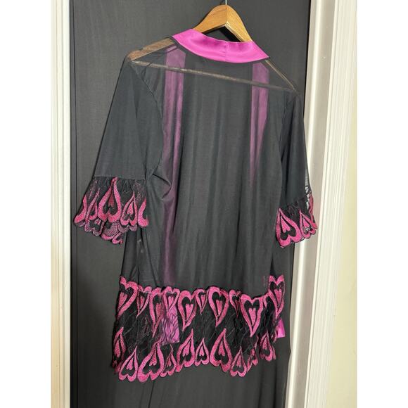 Roma Confidential black pink sheer heart Robe Size S/M indie whimsigoth coquette - Picture 7 of 8